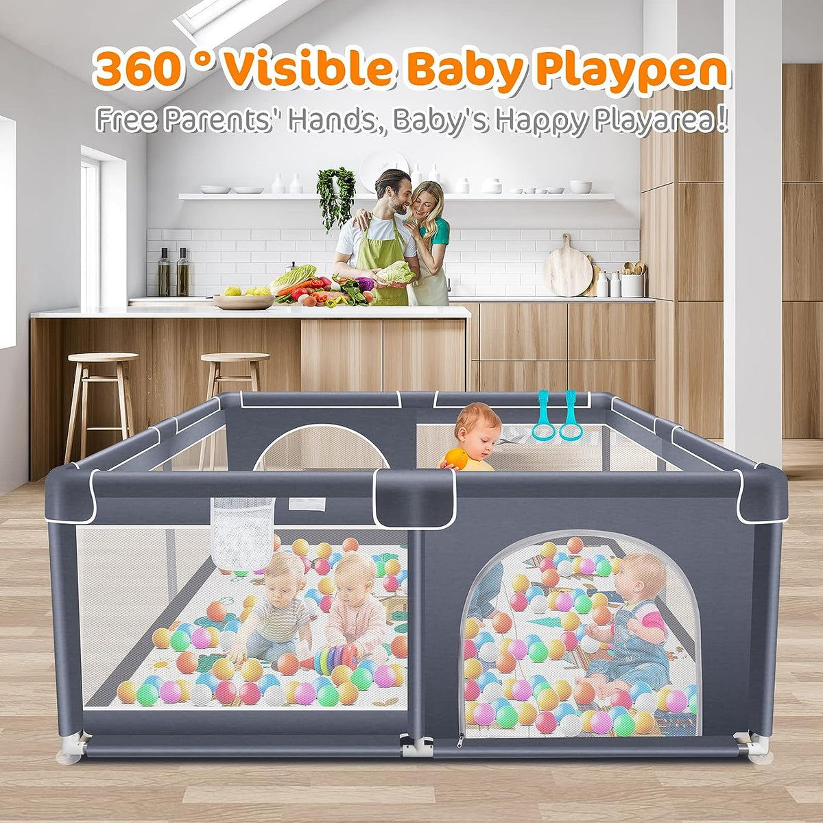 Corralito para Bebés | Para interiores y exteriores 180 cm x 150 cm