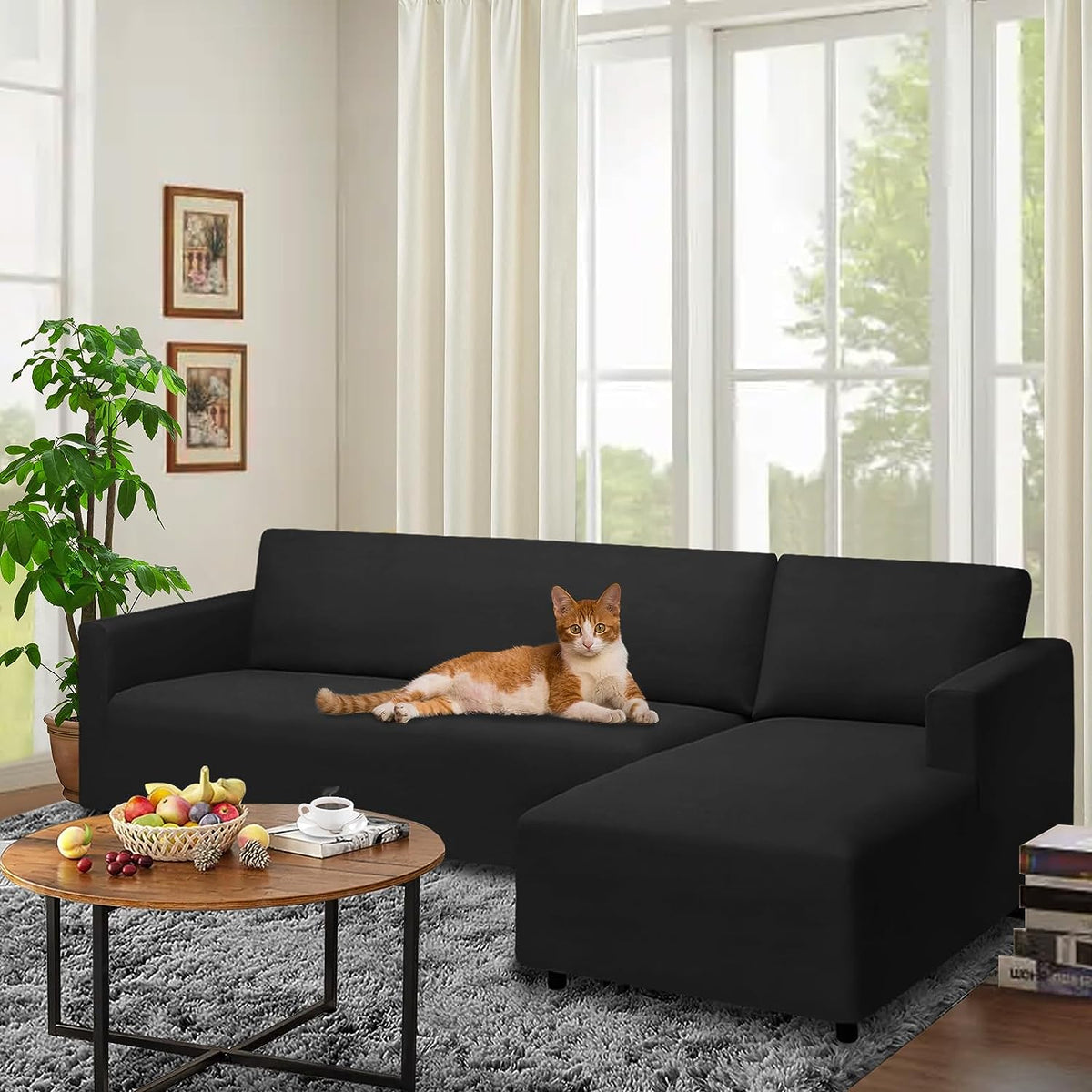 Juego de 2 fundas elásticas 100% impermeables para sofá modular en forma de L