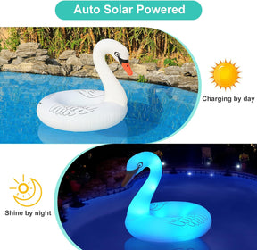 Flotador inflable de piscina con luz | Cisne