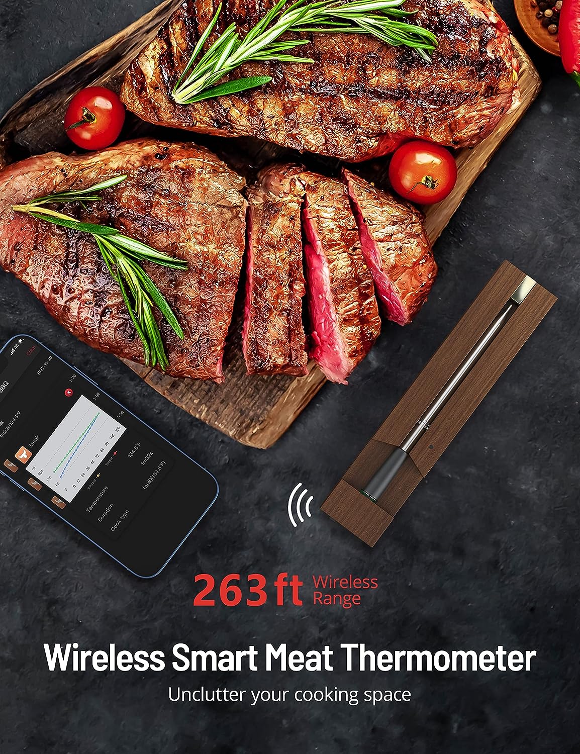 Termómetro inteligente para carne Bluetooth Pack 1 y 2 Sondas