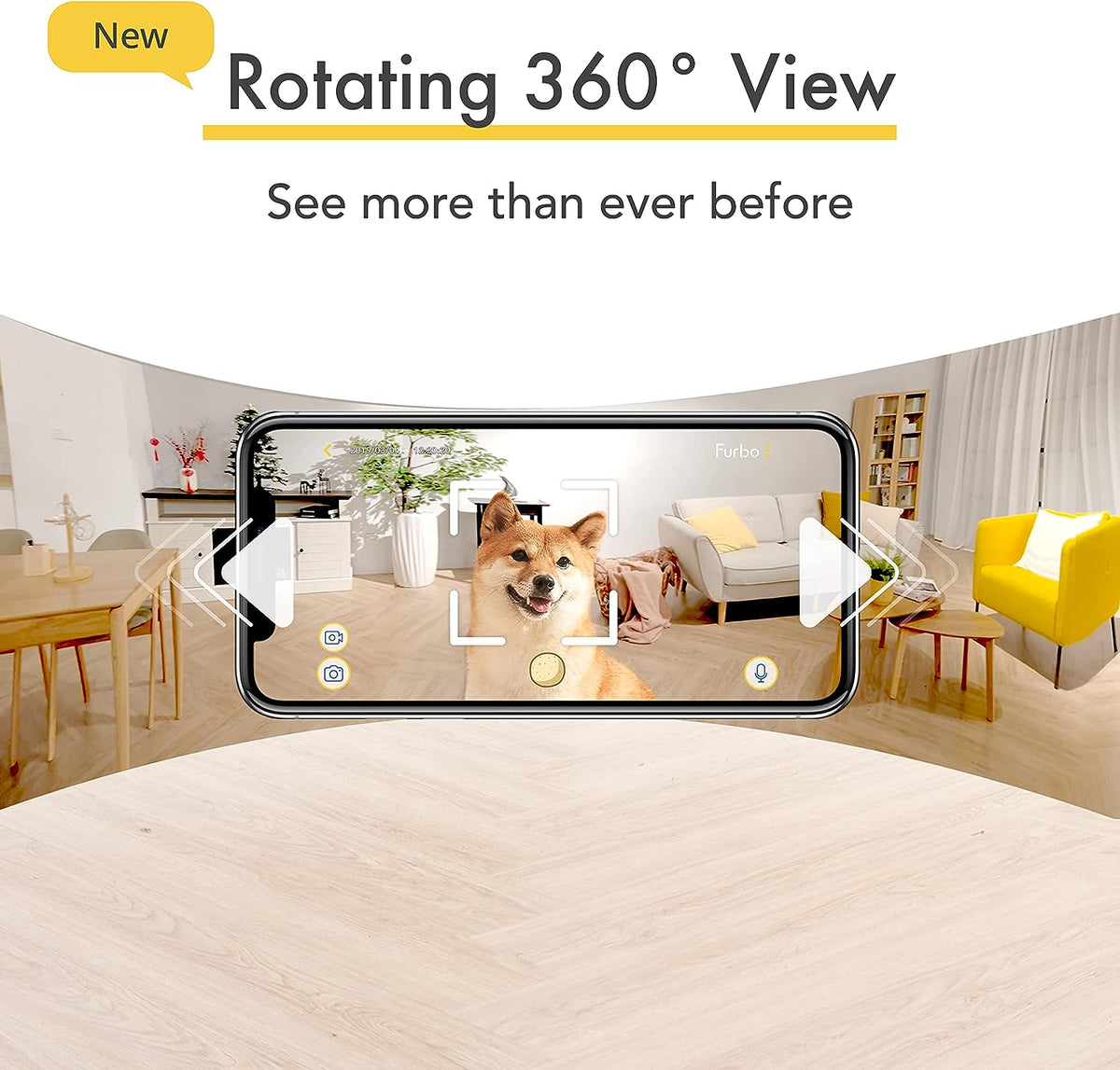 Cámara giratoria de visión de 360° para mascotas con lanzamiento de golosinas