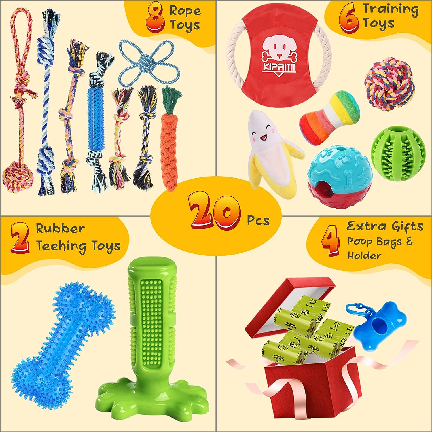 Paquete de 20 juguetes masticables para tu mascota