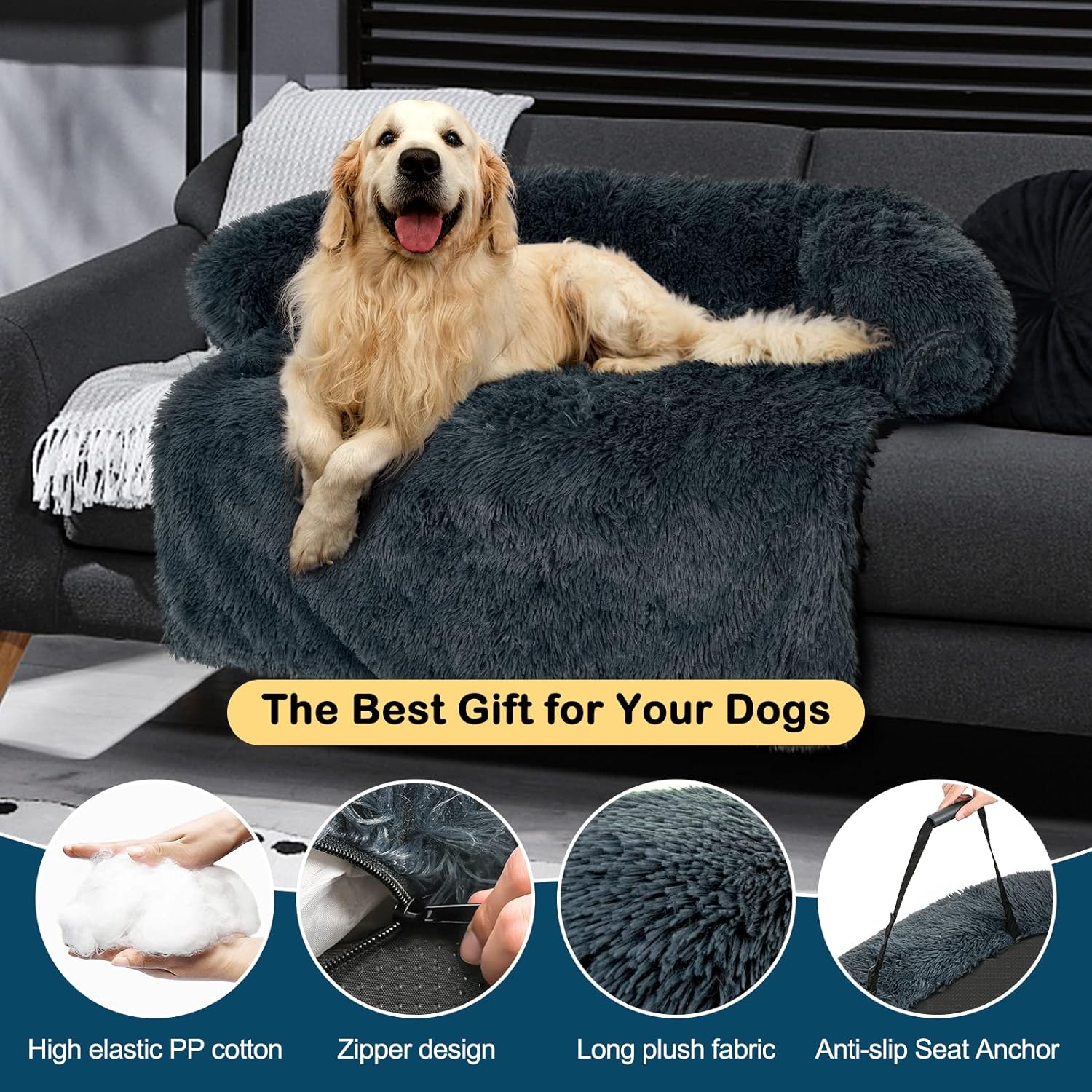 Cama funda para sofá | Extraíble y lavable | Mascotas grandes | 46x37x6 pulgadas