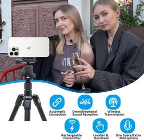 Micrófono de grabación de condensador omnidireccional inalámbrico para entrevista (Sist. Operativo IOS)