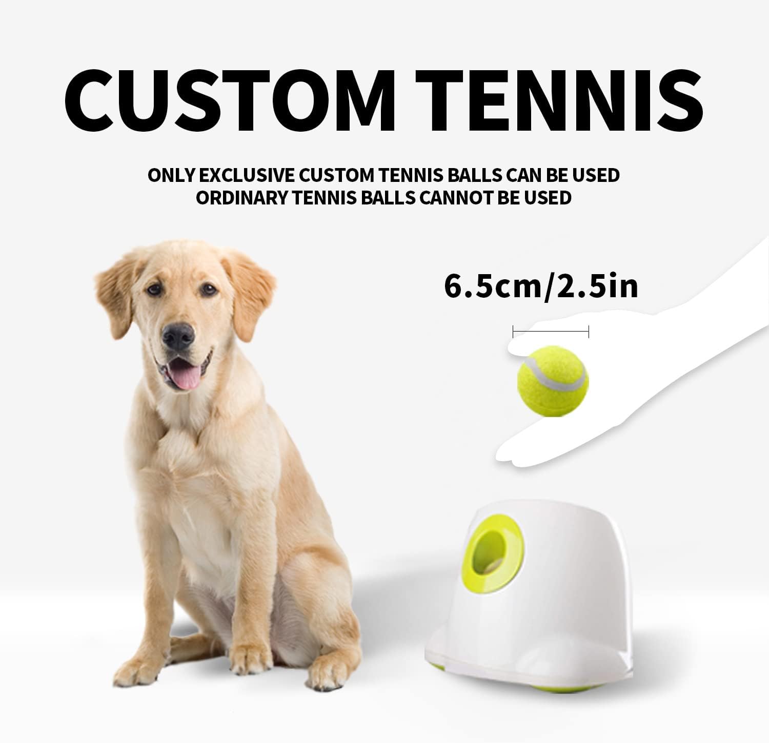 Lanzador automático interactivo de pelotas (2,5") para perros raza grande - 3 Pelotas incluidas