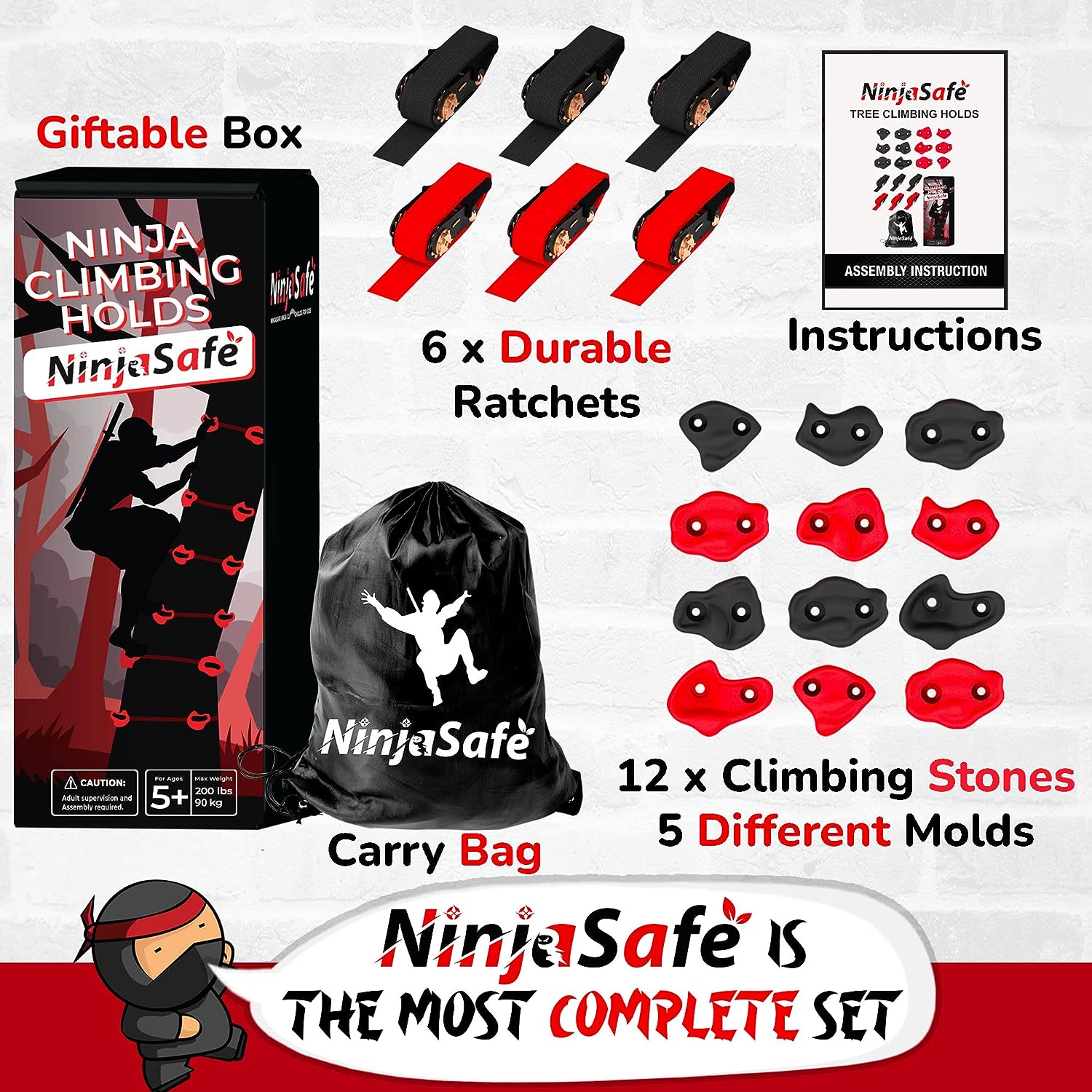 Kit de obstáculos (10 Obstáculos) + Kit polea Ninja + Kit de escalada árboles