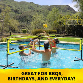Juego piscina, red voleibol para la familia