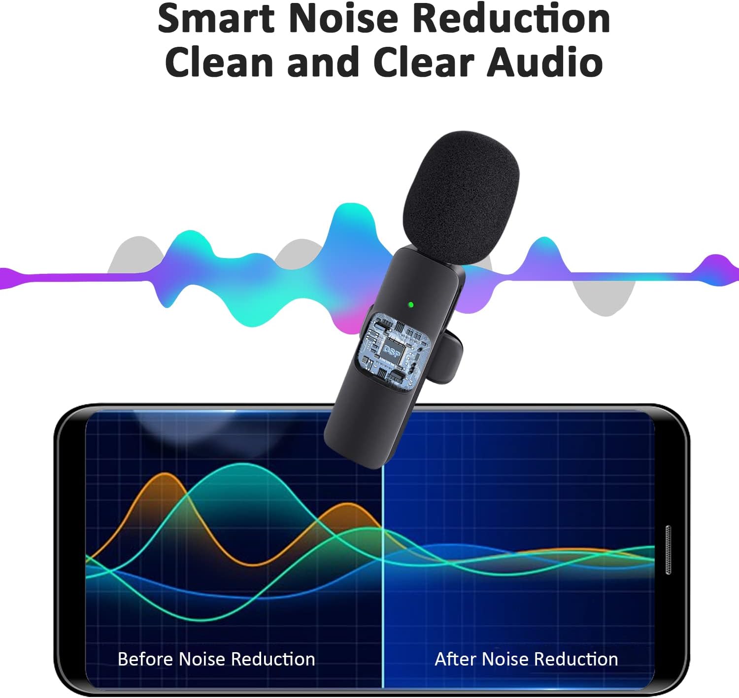Micrófono de grabación de condensador omnidireccional inalámbrico para entrevista (Sist. Operativo IOS)