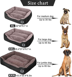 Cama rectangular lavable, cómoda y transpirable para perros grandes (90x70x17cm)