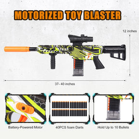 Pistola automática de juguete para niños, incluye 40 dardos suaves