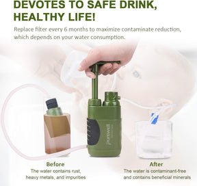 Purewell Bomba purificadora de agua con filtro de agua de carbono reemplazable