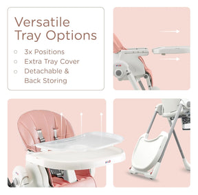 Silla alta plegable 3 en 1 para bebé | Asiento y Bandeja Extraibles