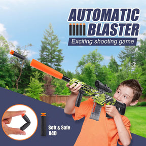Pistola automática de juguete para niños, incluye 40 dardos suaves