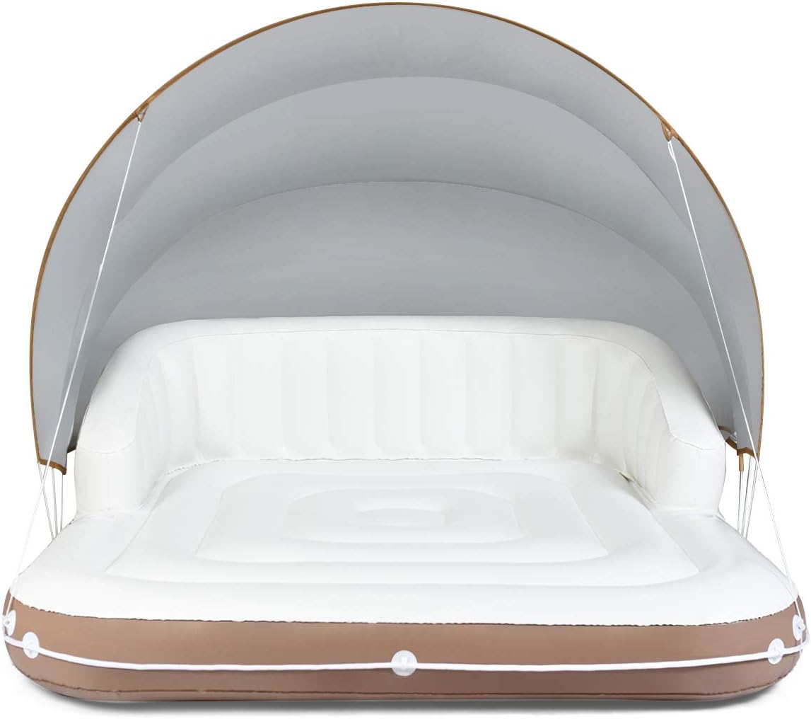 Balsa flotante con parasol