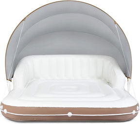 Balsa flotante con parasol