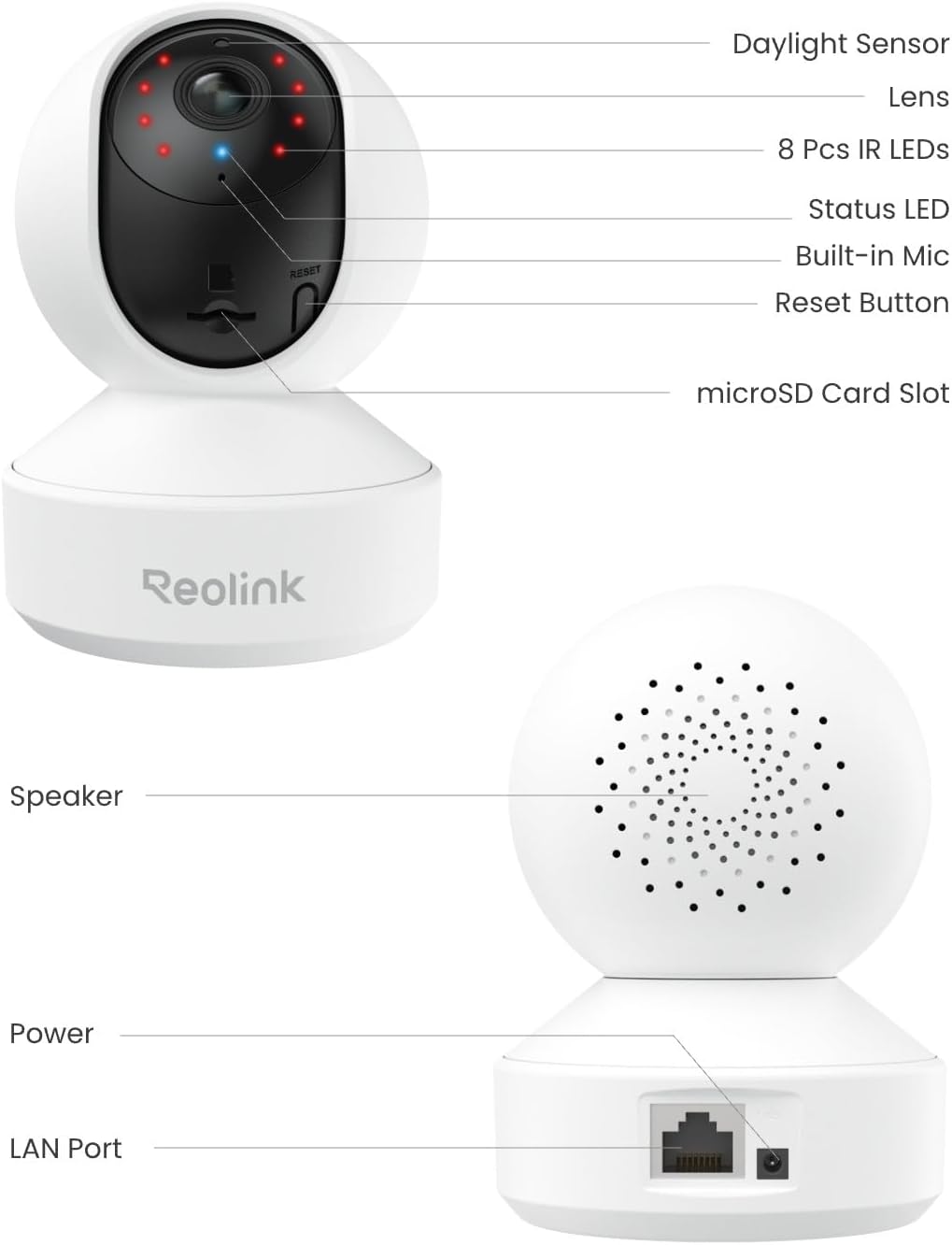 Cámara de seguridad para interiores, Reolink E1 Pro