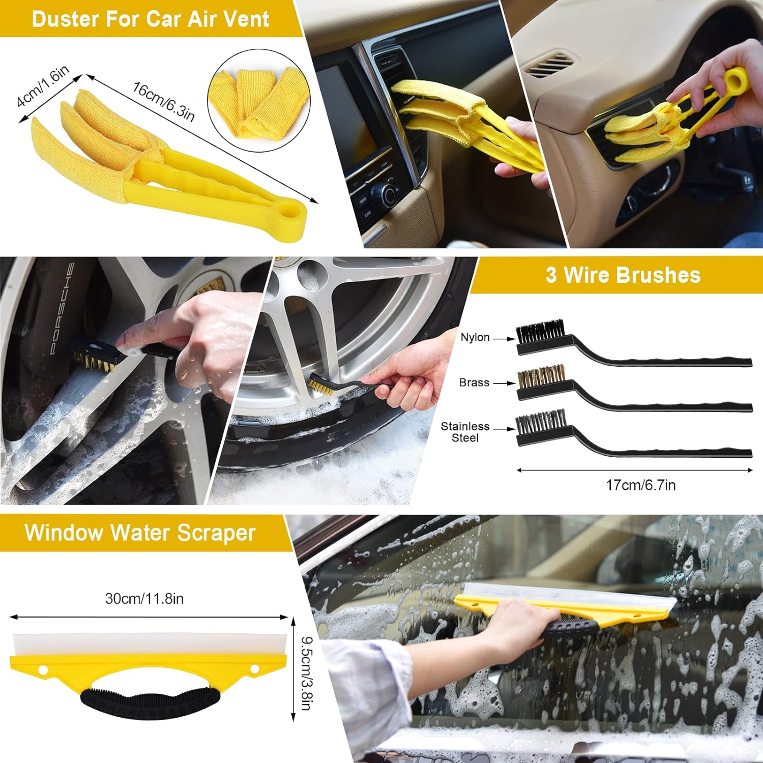 Kit de herramientas de limpieza de automóviles, kit de herramientas de  lavado de autos para detalles de interiores, paño de limpieza de microfibra  de