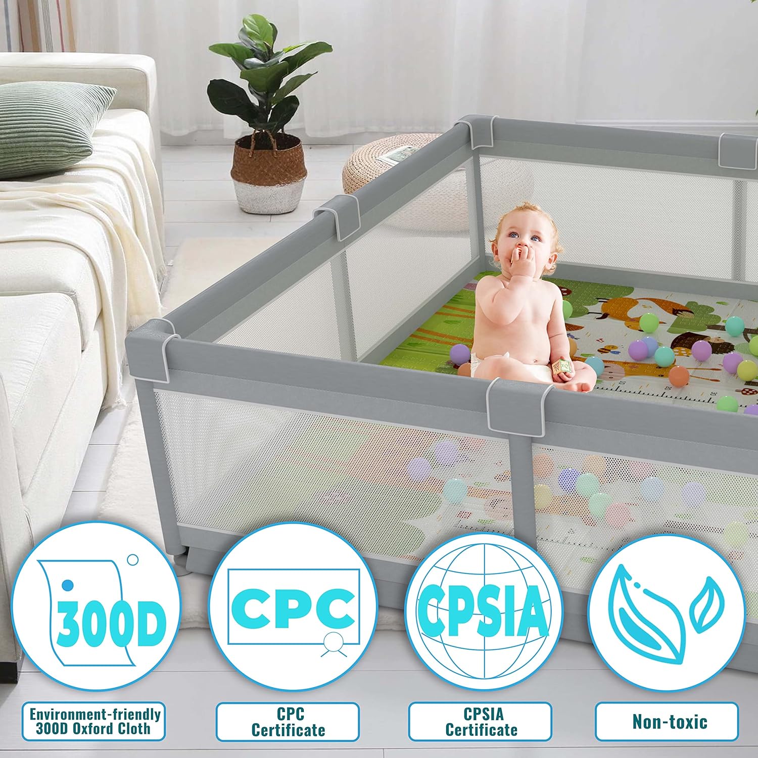 Corral de juegos para bebés y niños pequeños con alfombra