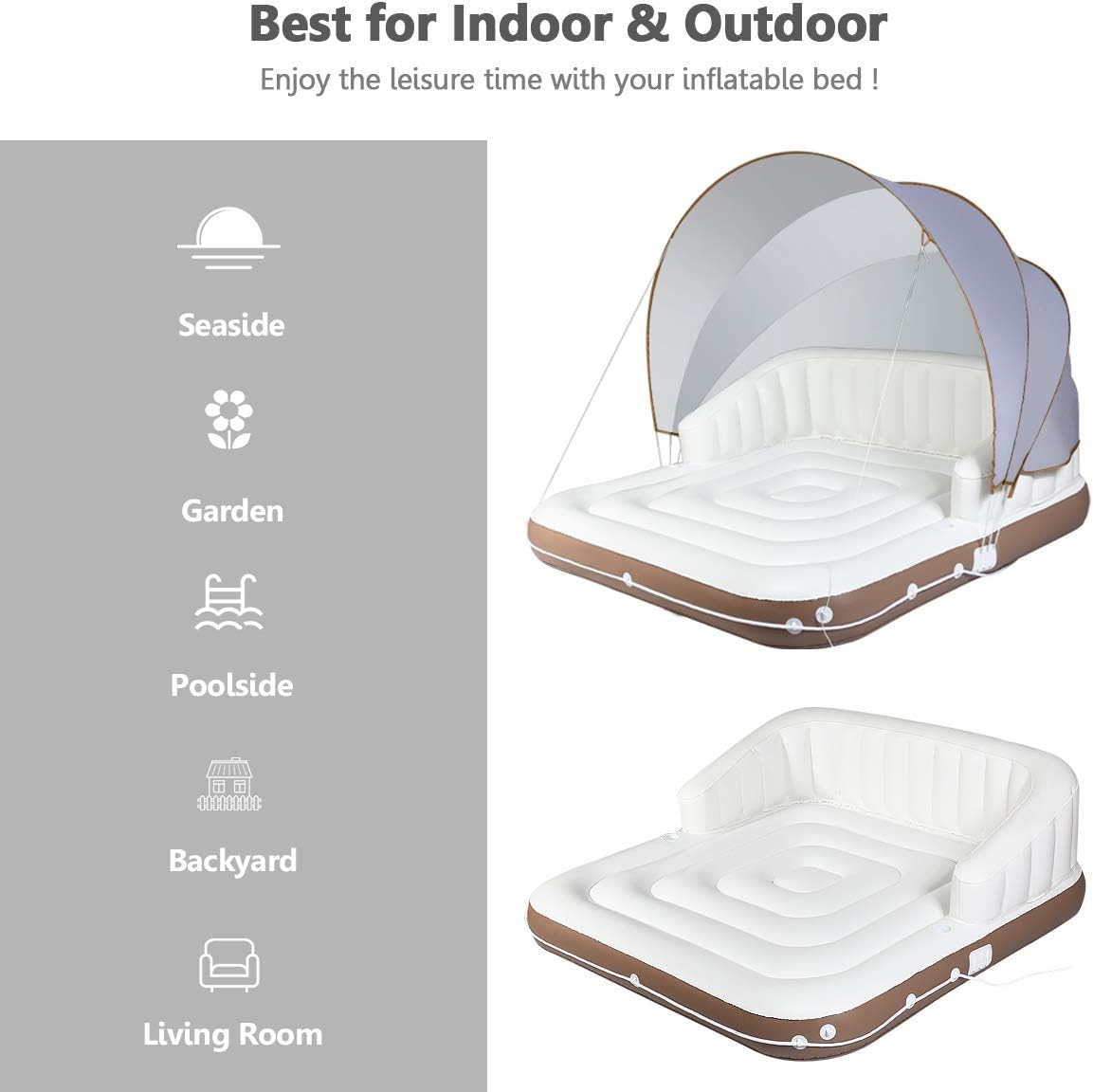 Balsa flotante con parasol