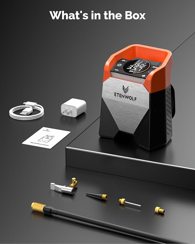 Inflador de neumáticos portátil de alta resistencia, bomba de aire inalambrica con luz LED