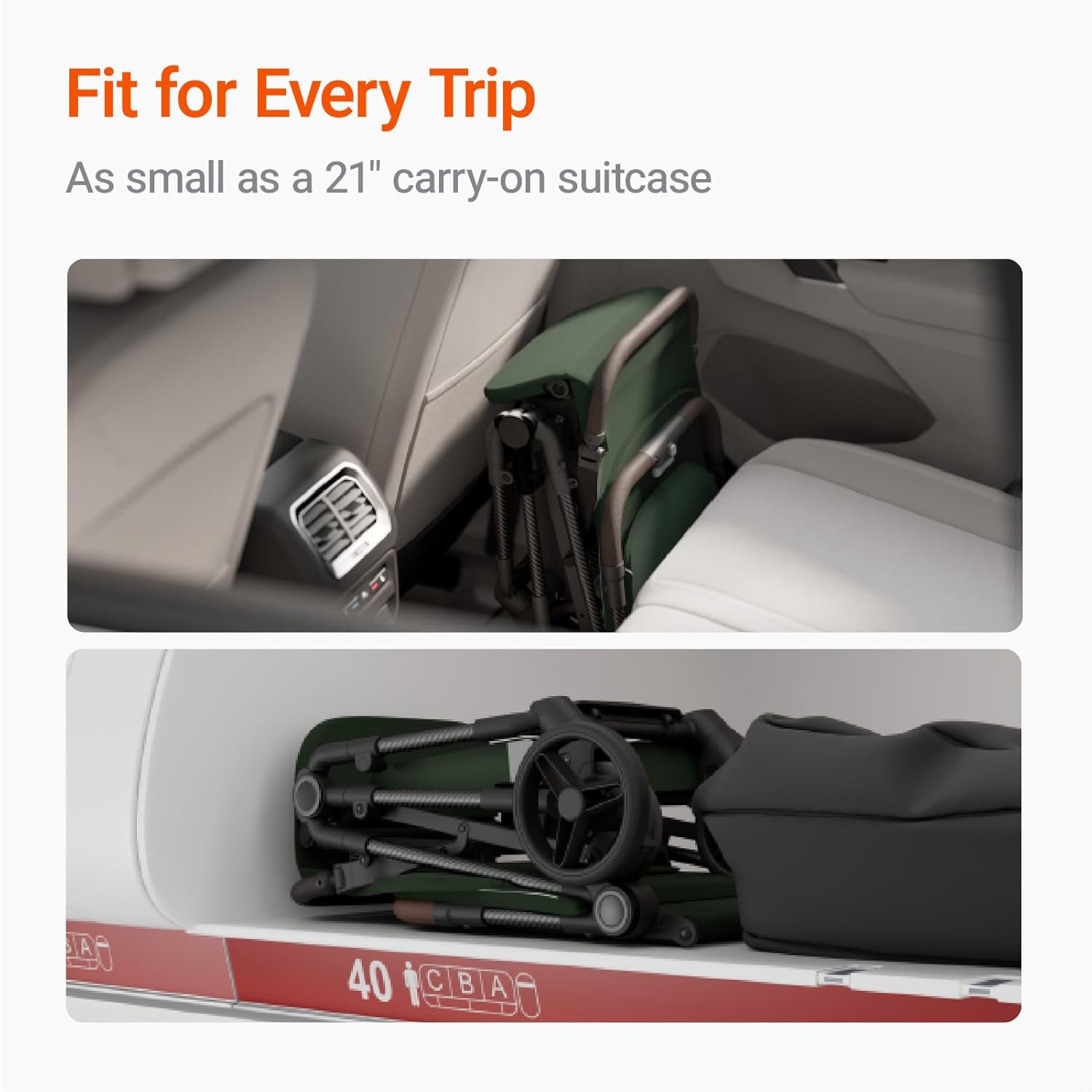 Cochecito de viaje ligero con marco de fibra de carbono y plegable