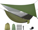 Hamaca de campamento con lona para moscas de lluvia y mosquitera