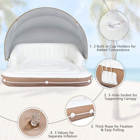 Balsa flotante con parasol