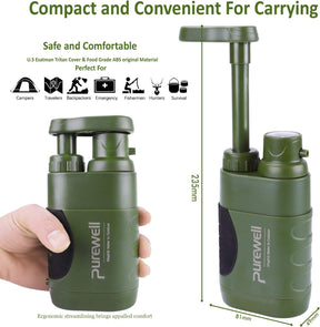 Purewell Bomba purificadora de agua con filtro de agua de carbono reemplazable