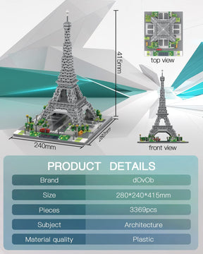 dOvOb Architecture - Juego de microbloques de torre Eiffel (3369 piezas)