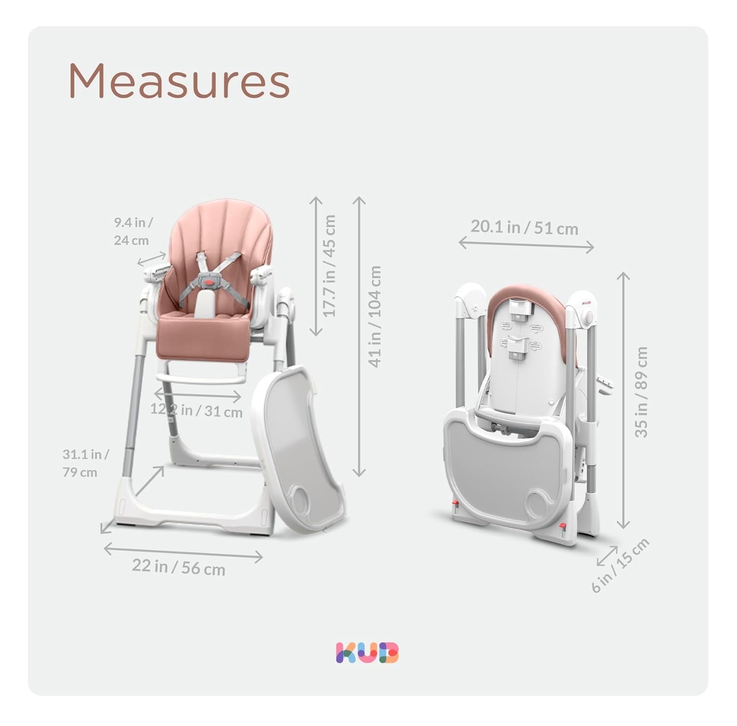 Silla alta plegable 3 en 1 para bebé | Asiento y Bandeja Extraibles