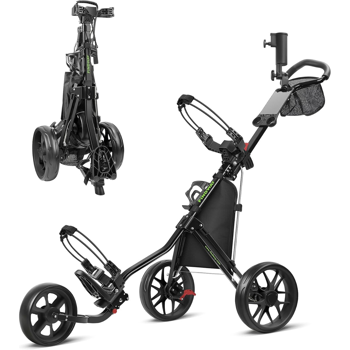 Carrito de golf de 3 ruedas, ligero y compacto