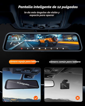 Cámara de respaldo de 12 pulgadas con espejo retrovisor inteligente