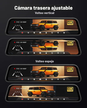 Cámara de respaldo de 12 pulgadas con espejo retrovisor inteligente
