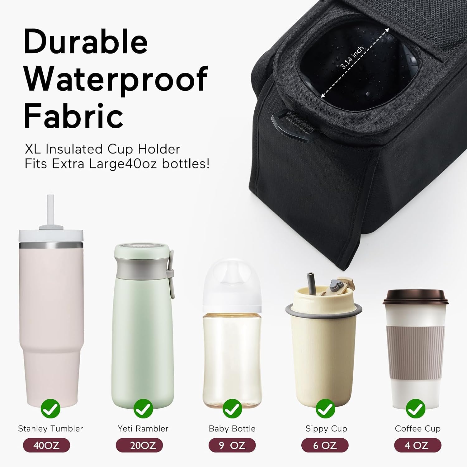 Momcozy - Organizador universal para cochecito con portavasos aislado, bolsa desmontable para teléfono y correa para el hombro, se adapta a cochecitos como Uppababy, Baby Jogger, Britax, BOB, Umbrella