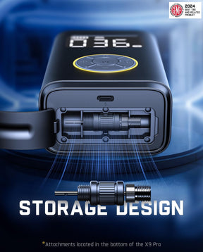 Inflador de neumáticos portátil compacto con medidor digital de presión