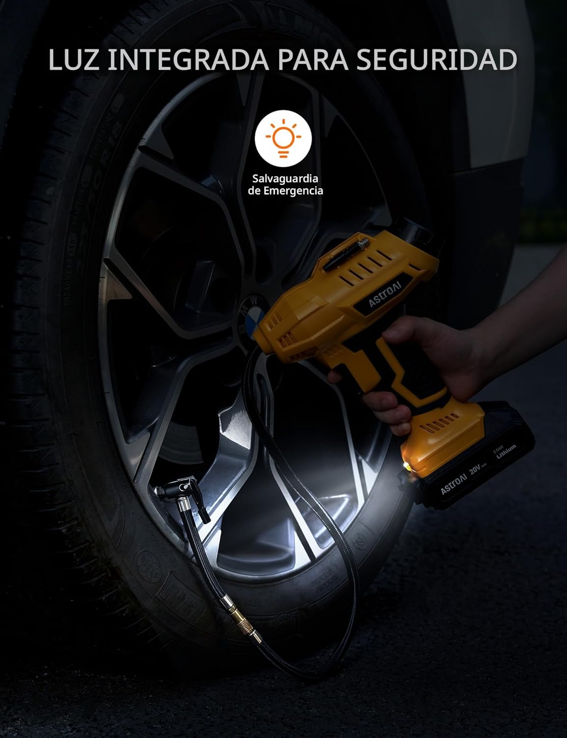 Inflador inalámbrico de neumáticos de auto y moto l 20 V CC