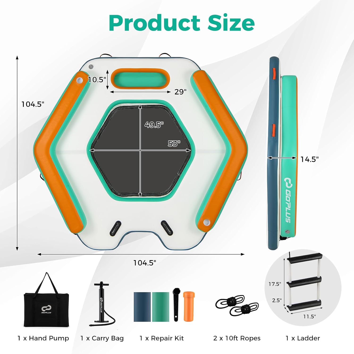 Muelle flotante inflable 265 x 265 cm