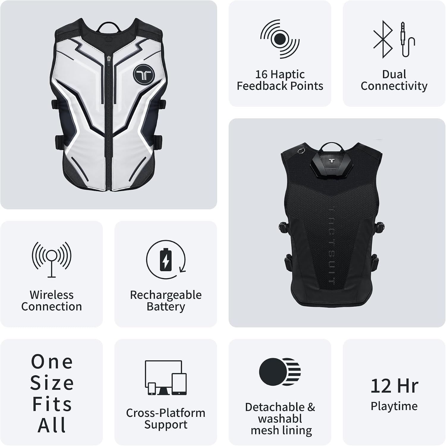 Chaleco Háptico Ligero - TactSuit Air Ash