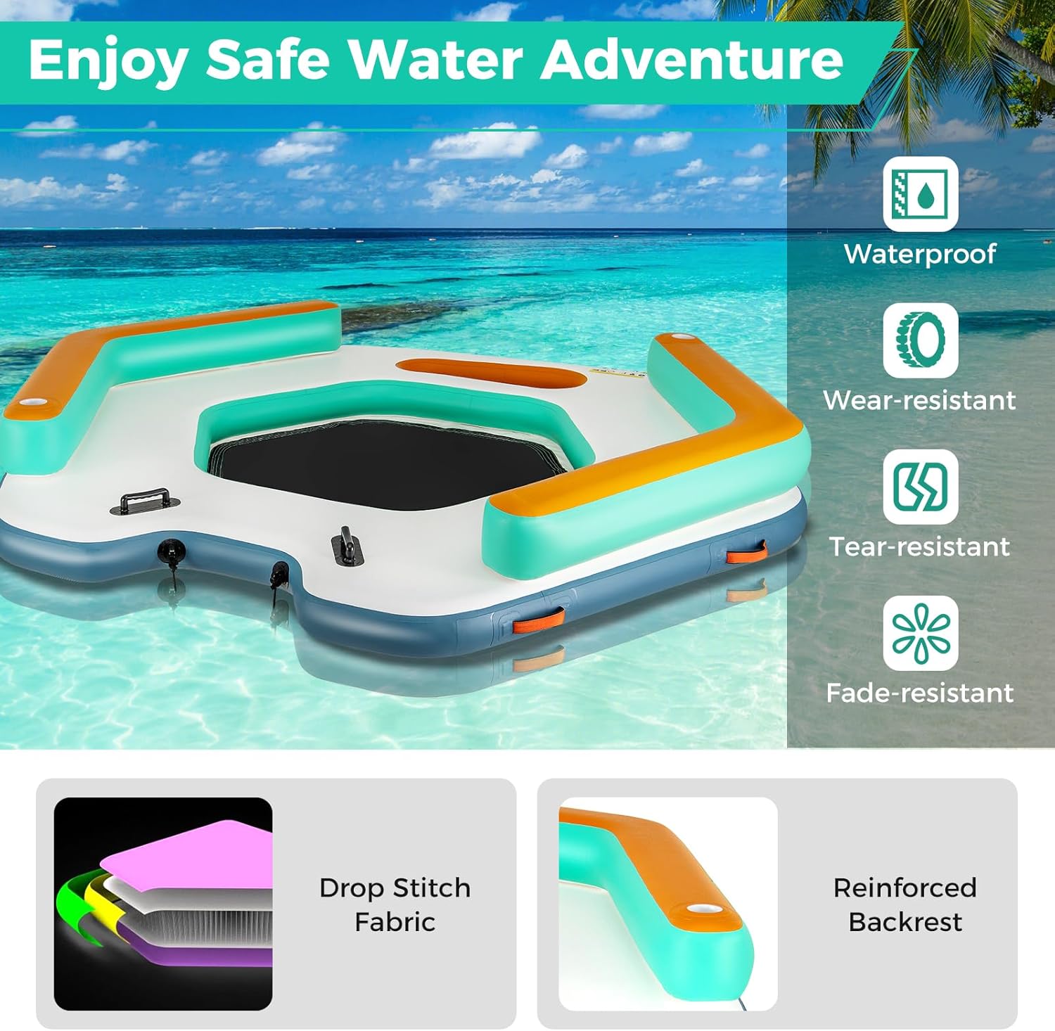 Muelle flotante inflable 265 x 265 cm