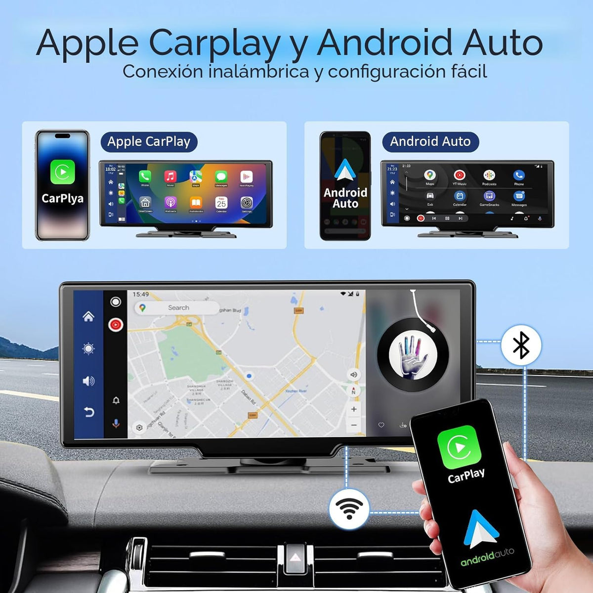 Pantalla Carplay portátil inalámbrica l 10.26 pulgadas