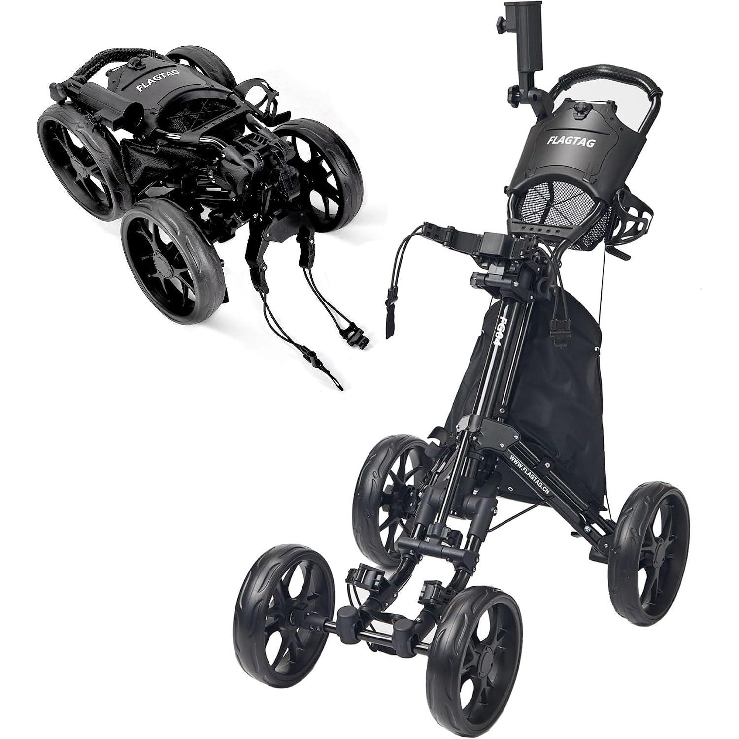 Carrito de golf de empuje de 4 ruedas plegable