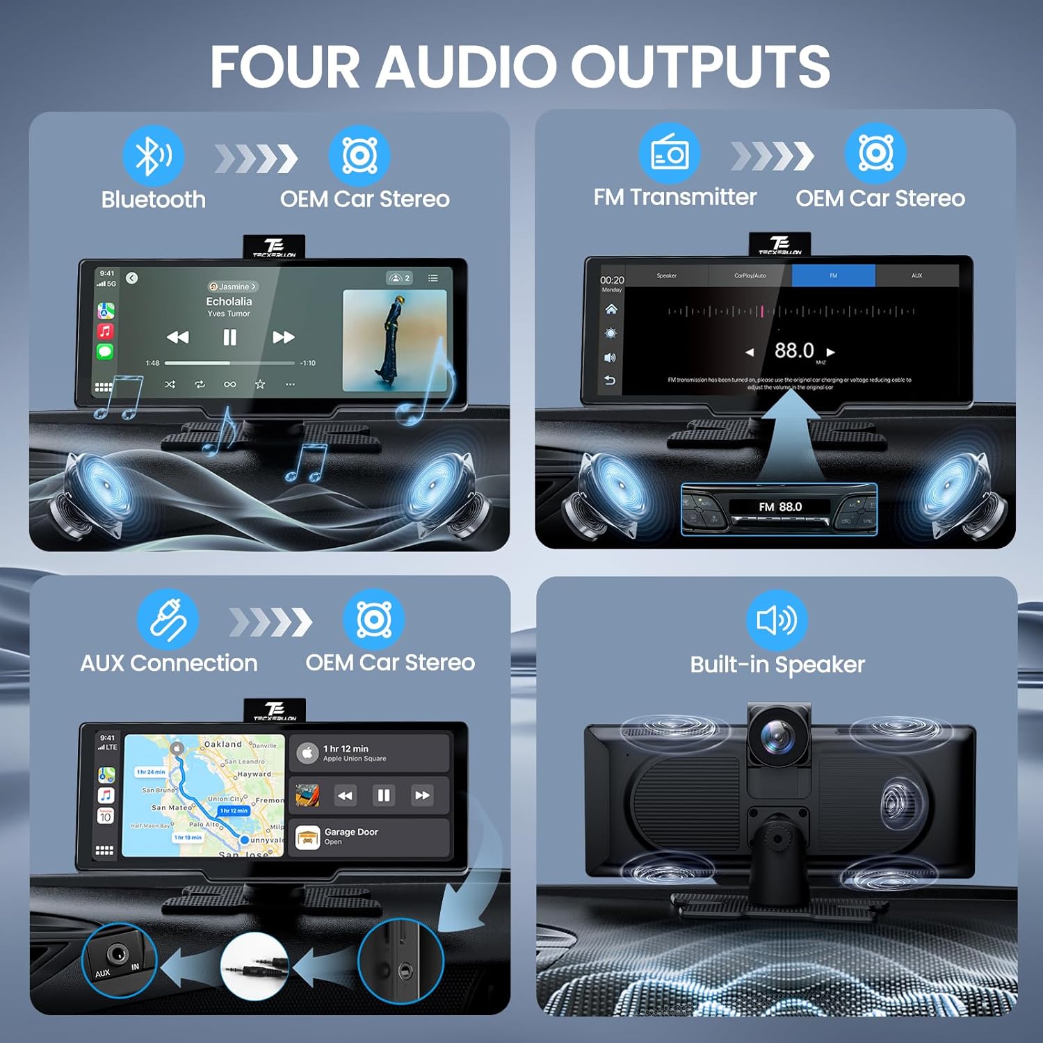 Pantalla Carplay inalámbrica con cámara de tablero y cámara de respaldo l 10.26 pulgadas