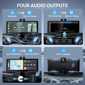 Pantalla Carplay inalámbrica con cámara de tablero y cámara de respaldo l 10.26 pulgadas