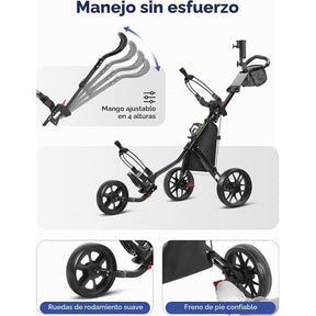 Carrito de golf de 3 ruedas, ligero y compacto