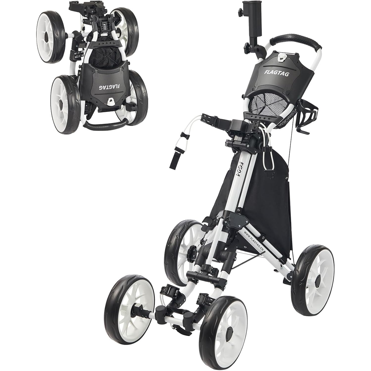 Carrito de golf de empuje de 4 ruedas plegable