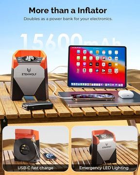 Inflador de neumáticos portátil de alta resistencia, bomba de aire inalambrica con luz LED