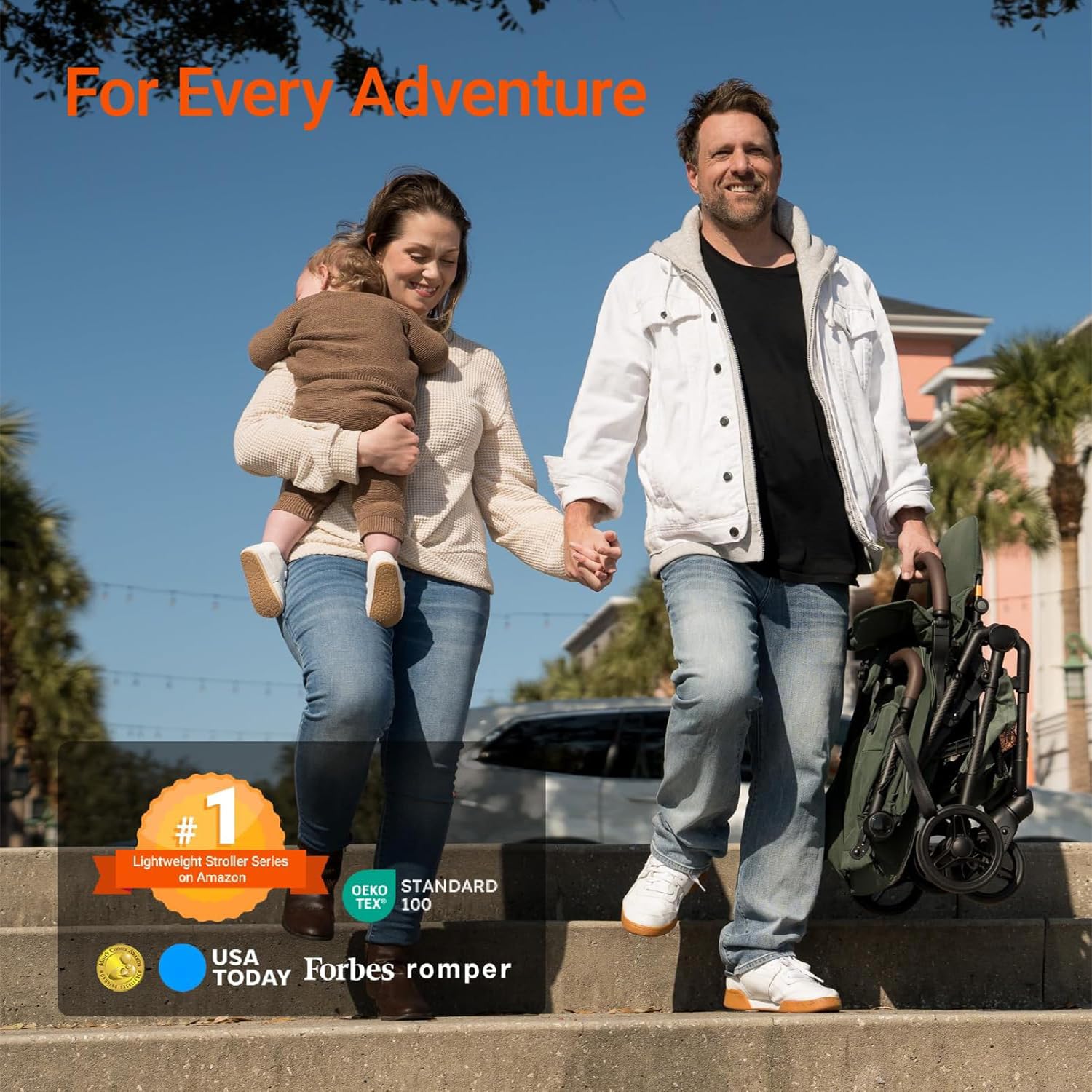 Cochecito de viaje ligero con marco de fibra de carbono y plegable