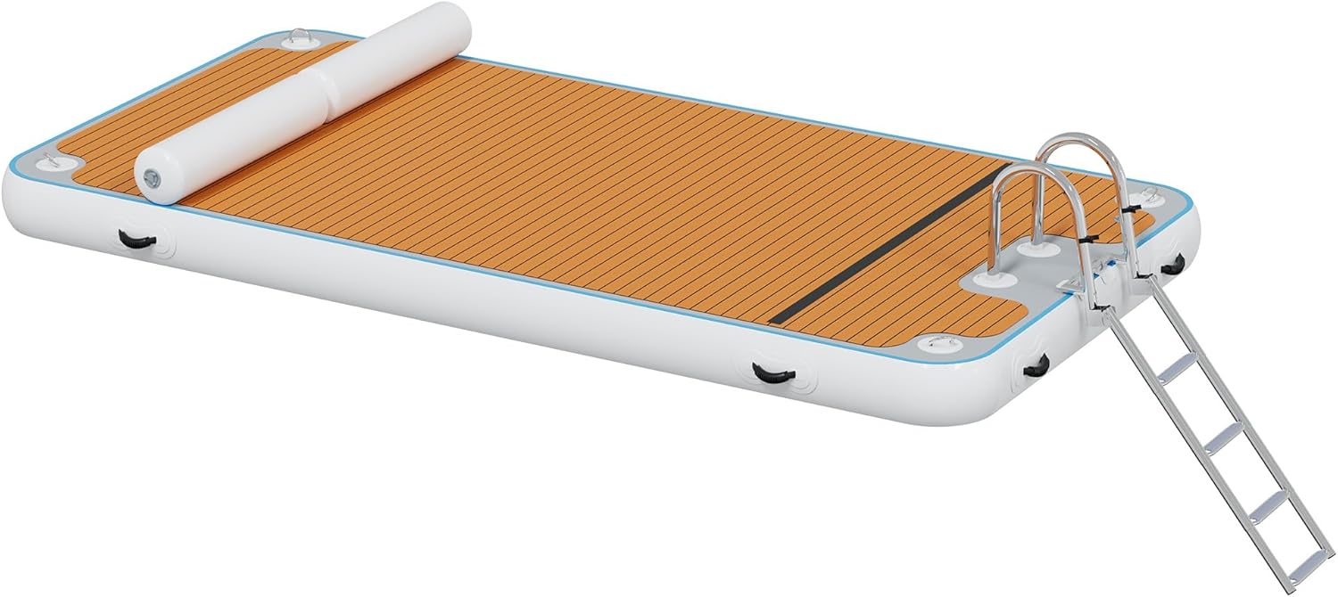 Muelle flotante inflable plataforma antideslizante 370 x 190 cm