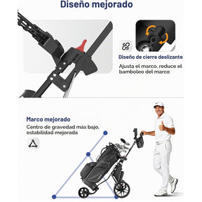 Carrito de golf de 3 ruedas, ligero y compacto