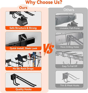 Estante de pared de esquí y snowboard